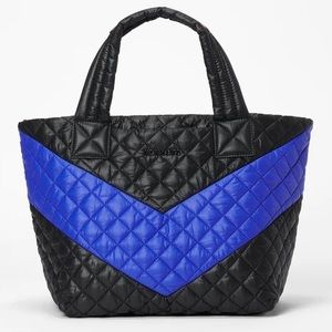 LIKE NEW LIMITED MZ Wallace Cobalt & Black Chevron Deluxe Small Metro Tote